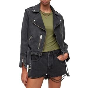 ALLSAINTS Balfern Denim Jacket Belted Biker Moto Edgy Urban Grunge Streetwear 2
